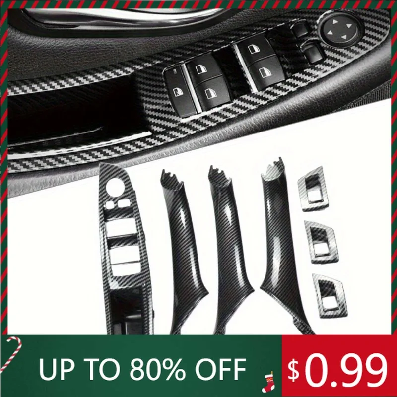 

Углеродное волокно, левый и правый руль, 7 шт. для BMW 5 серии F10 F11 520i, сменные наклейки для салона автомобиля, внутренняя дверь, хань, внутренние наклейки