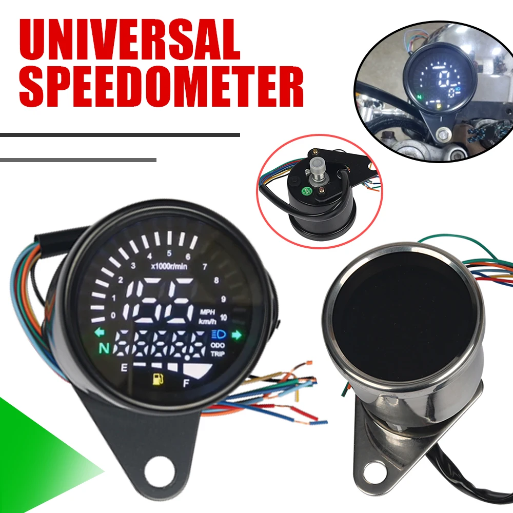 12V Universal Motorcycle Speedometer LED Digital Indicator 10000 RPM Odemeter Tachometer Oil Meter Adjustable Signal Spare Parts