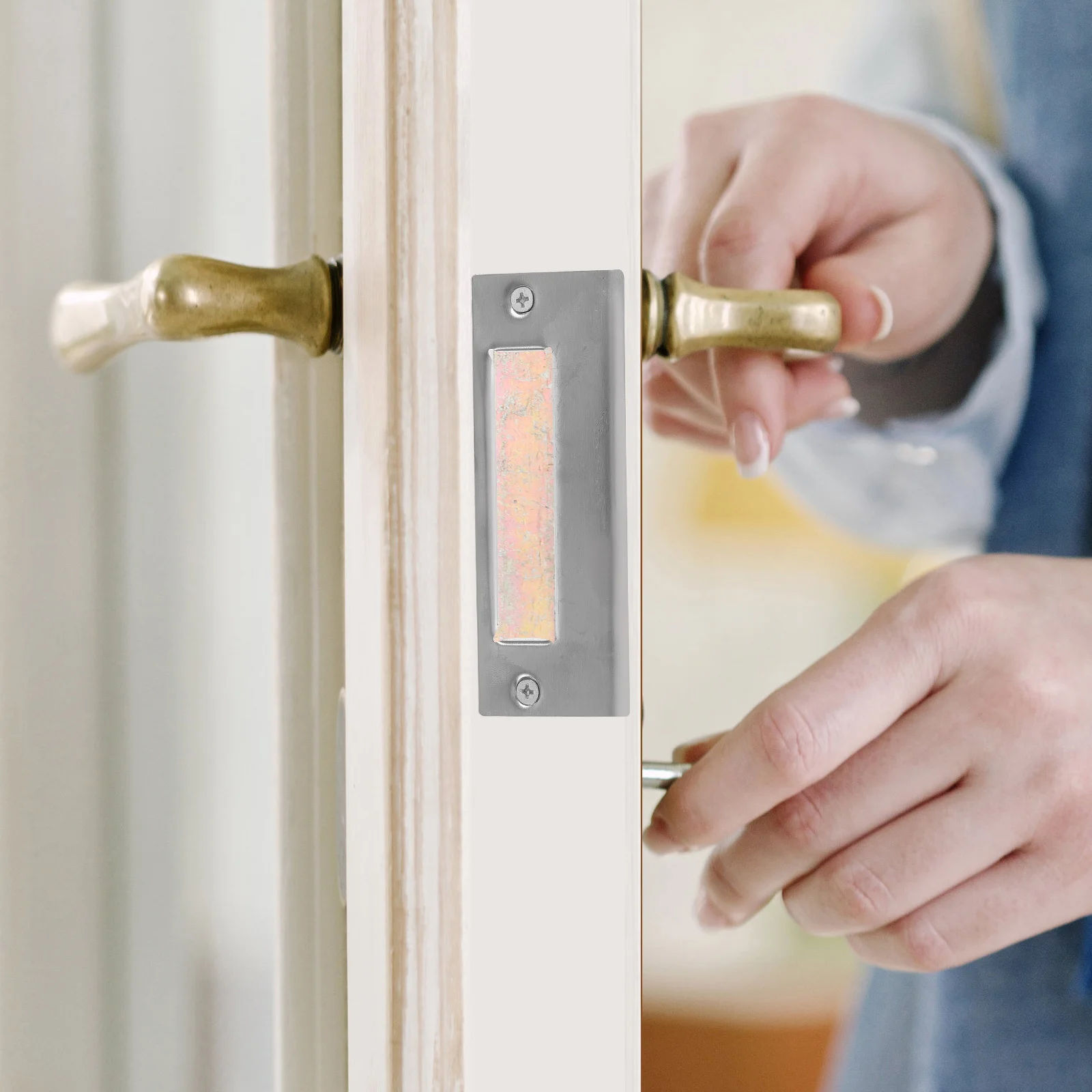 Plaques de frappe en acier inoxydable, Kit d'installation de pêne dormant, plaque de renfort de porte Durable pour porte d'entrée, 5 pièces