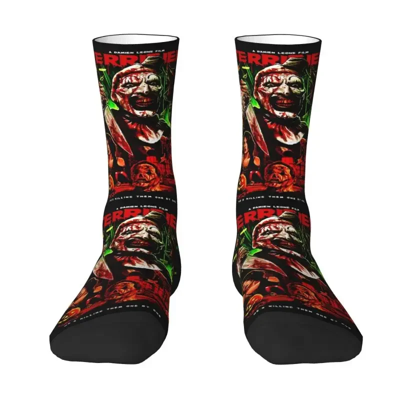 

Halloween Terrifier Movie Art Men's Crew Socks Unisex Cute The Clown Horror Slasher Spring Summer Autumn Winter Dress Socks