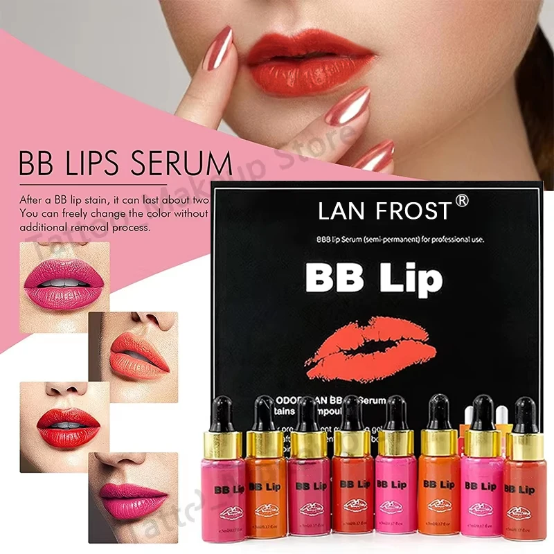 

Korea 5ml 4 Colors Semi Permanent BB Lips Gloss Ampoule Serum Kit Moisturizing Waterproof Long Lasting Nourishing Lip Care