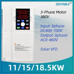 Solar VFD DC400-700V to 3PH 380V 11/15/18.5KW Variable Frequency Drive Converter for Motor Speed Control Inverter