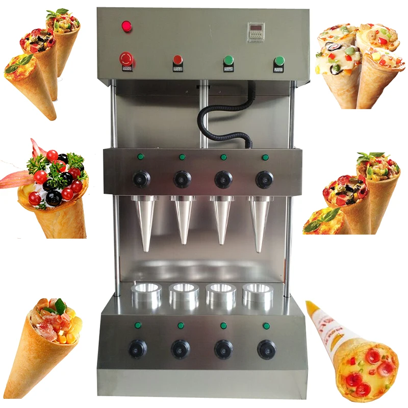 Commercial 4 Mould Rotary Pizza Cone Maker Snack Machine Pizza Cone Vend Equipment Machine Set