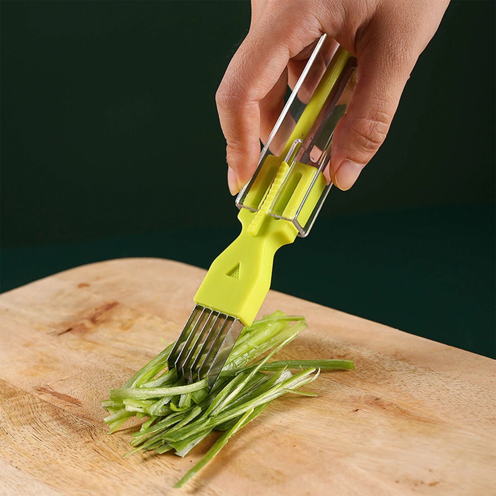 2 In 1 Sharp Scallion Cutter Shred Stainless Steel Chopped Green Onion Knife Fits Kitchen Restaurant Hotel Cooking Baking Tools