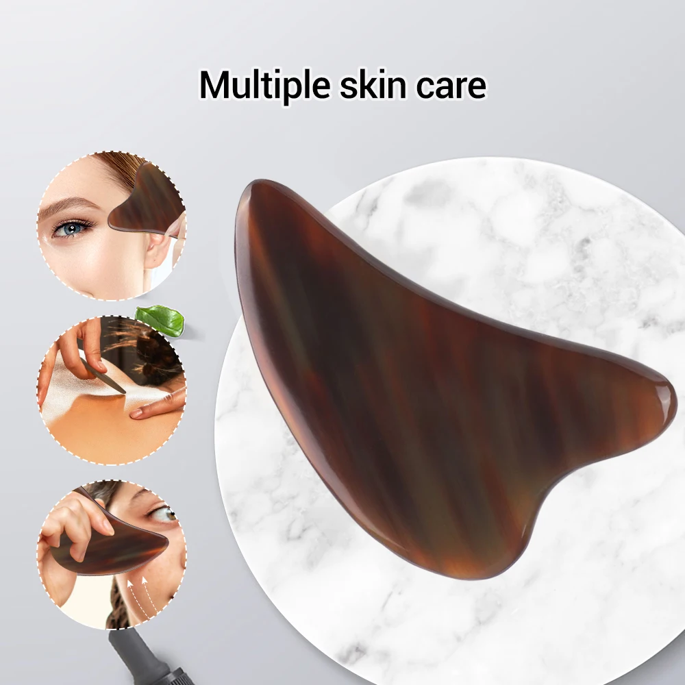 Face Massager Guasha Scraping Massage Board Ox Horn Face Neck Body Massage Beauty Tool SPA Skin Caring Neck Pain Relief Scraper