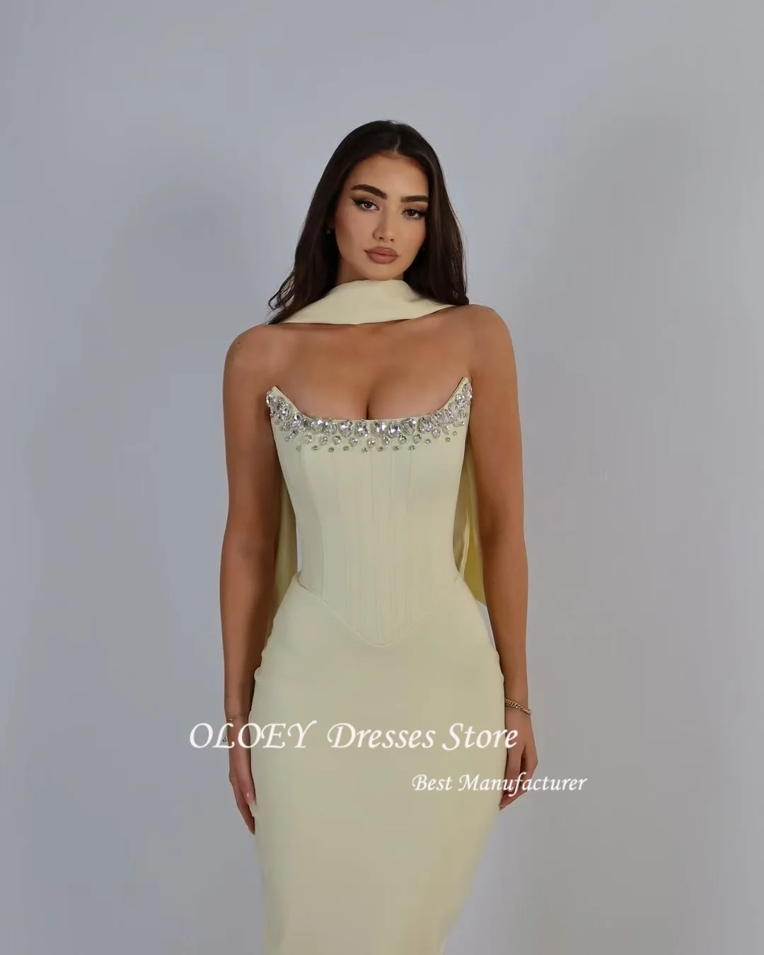 OLOEY Saudi-Arabien Meerjungfrau Prom Abendkleider Trägerlos Gefrieste Nacht Party Kleid 2025, Cocktail Prom Kleider Angepasst