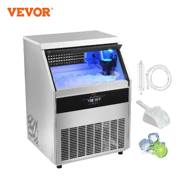 VEVOR Commercial Ice Maker Ice Maker Machine Freestanding Cabinet Ice Maker LED Digital Display, for Bar Home Restaurant