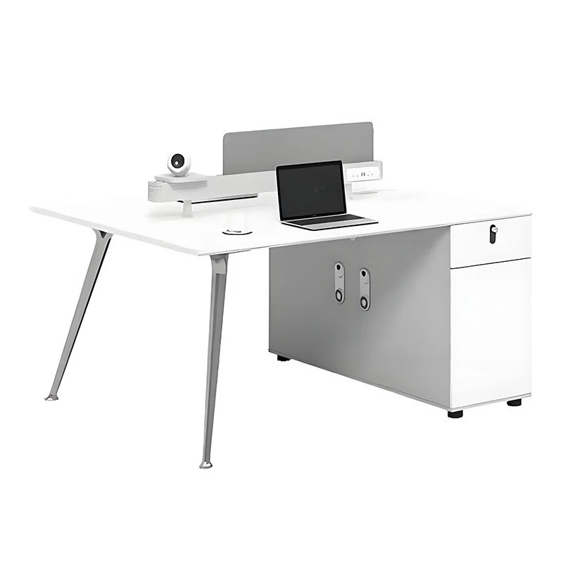 

Office Desk and Chair Set for Staff with Partition Screens for 2 4 or 6 Persons Modern Minimalist White Workstation for