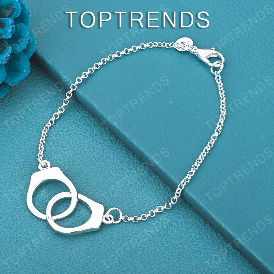 

Hot Simple 925 Sterling Silver Handcuff Bracelet For Men Women Party Birthday Anniversary Jewelry Fashion Design Accessories