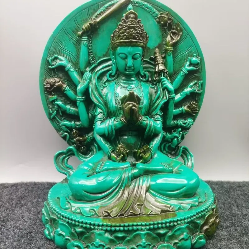 Antique-style distressed turquoise ornament Guanyin statue, Tara statue, turquoise Buddha statue, living room display decoration