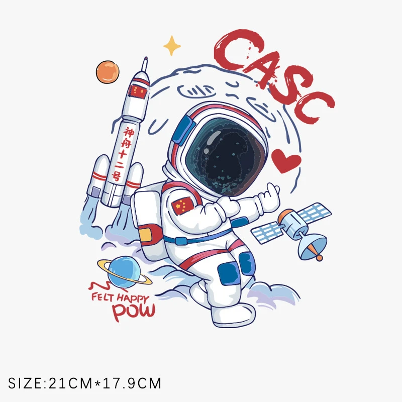 12 styles Cartoon Astronaut stars DTF Heat Transfer Printing Children Clothing Backpack cape DIY Stickers Ironing space travel