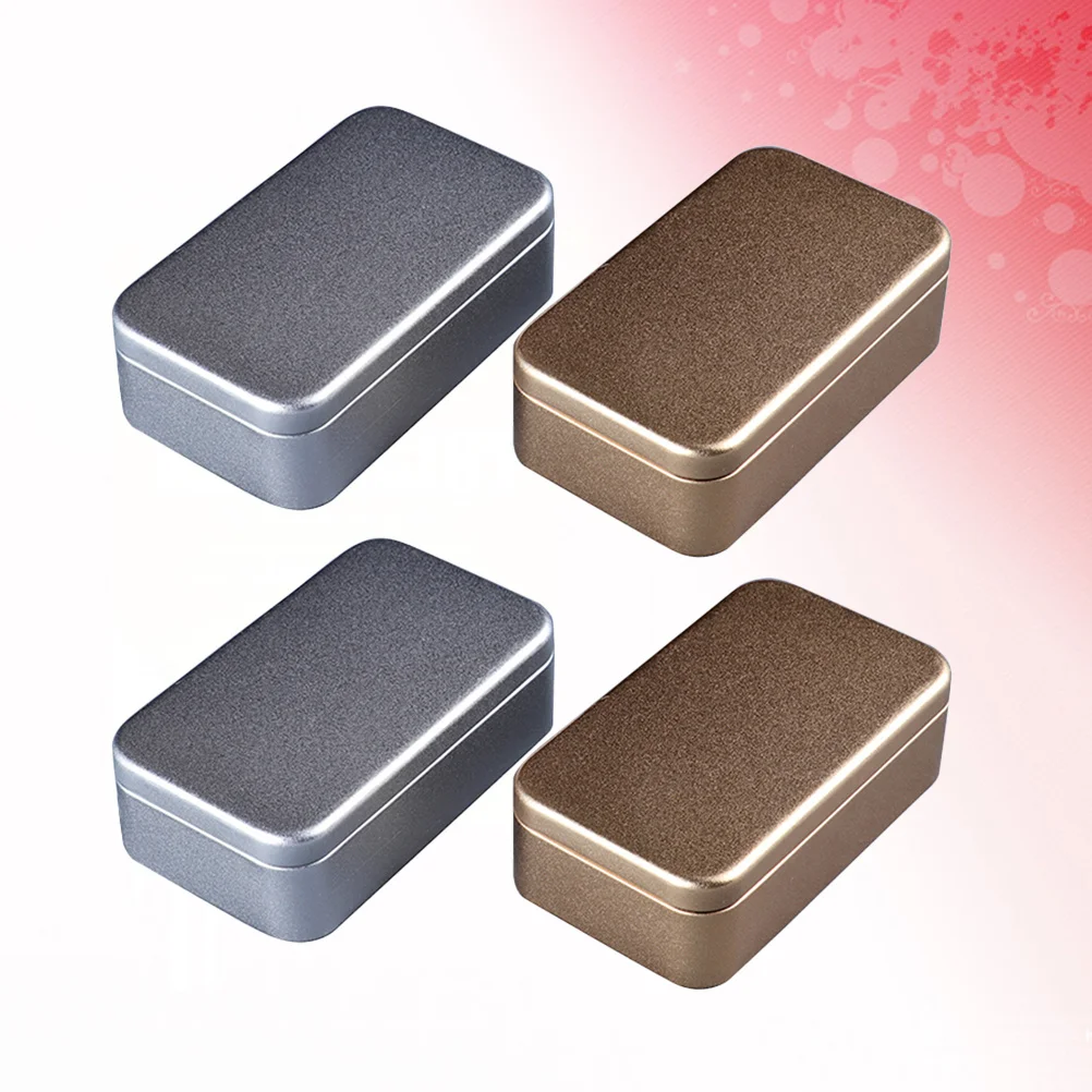 4pcs Metal Business Card Box Tinplate Storage Canister Waterproof Seal For Tea Coffee Snacks Home Travel Camping Kitchen Storage