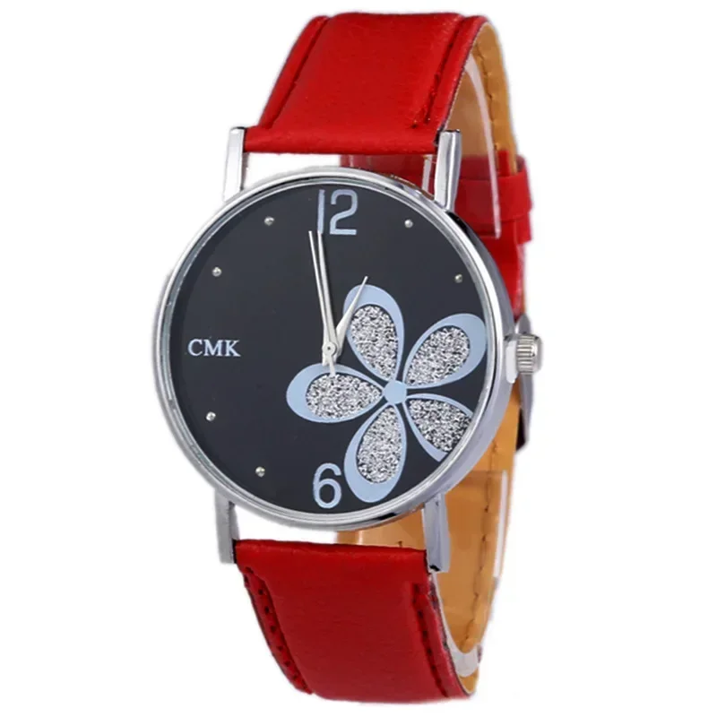 Fashion Women Flowers Small Fresh Printed Belt Student Quartz Watch Watch Ladies Dress Wristwatches Gifts Reloj Zegarek Damski