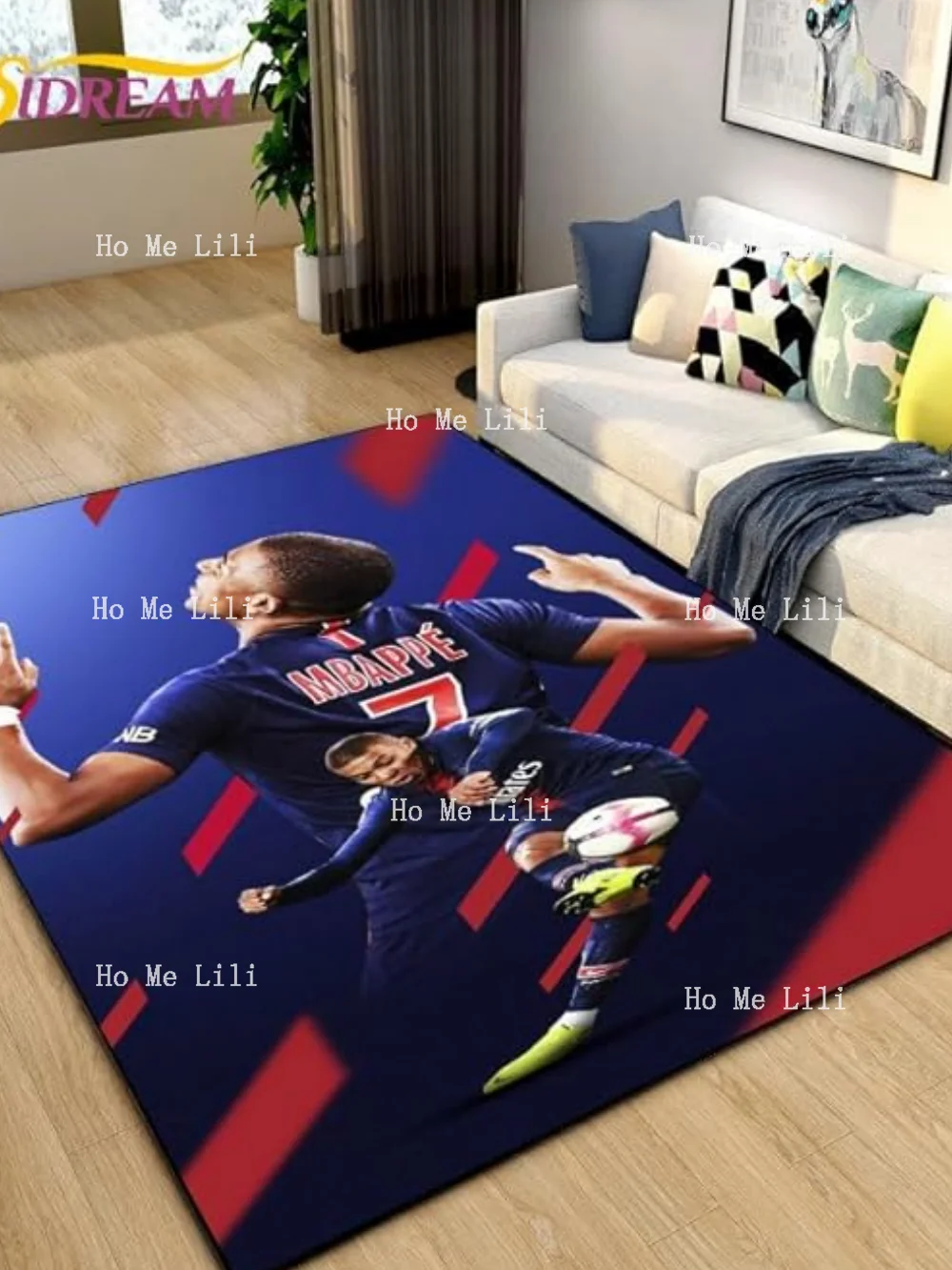 Soccer Star Pattern Print Flannel Carpet Cool Decorate Rug Door Mat Fan Gift