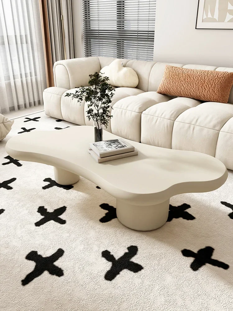 

For Modern Style Solid Wood Tea Table Set Small Apartment Furniture Creative Cloud Shapes Japanese Wabi-Sabi Style End Table