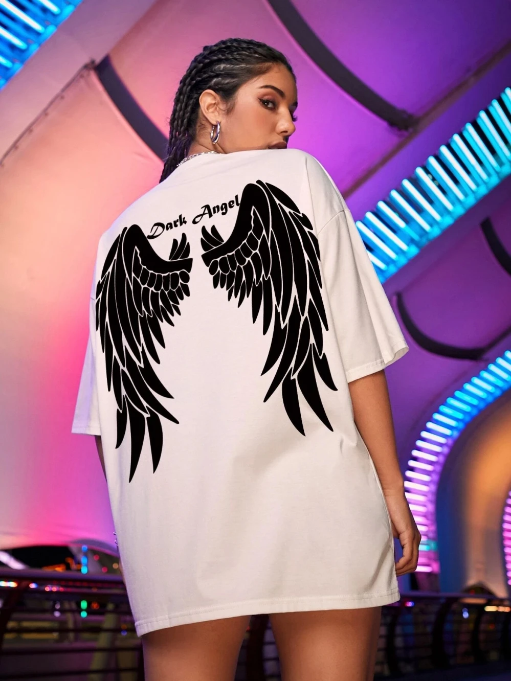 Dark Angel Giant Wingsprinted Women T Shirt Fashion Casual Tshirt Cute Funny Short Sleeve Breathable Comfortable T-Shirt Female