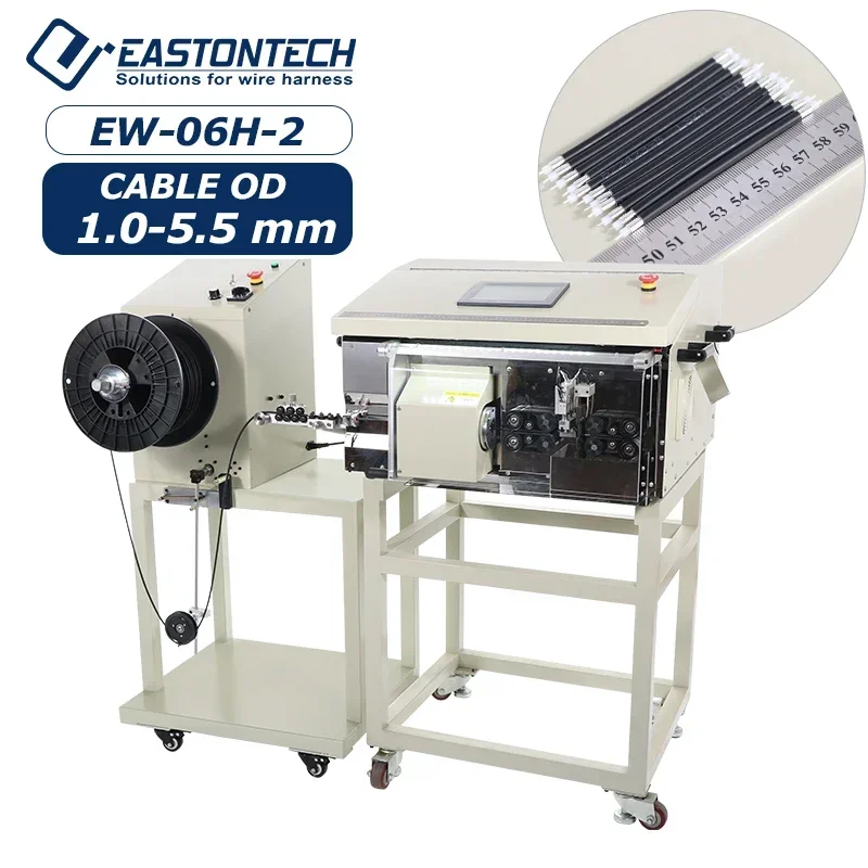 EW-06H-2 Customizable Automatic Coax Cable Stripping Machine For Conductor Wire OD 1.0 - 5.5 mm With Feeder Device