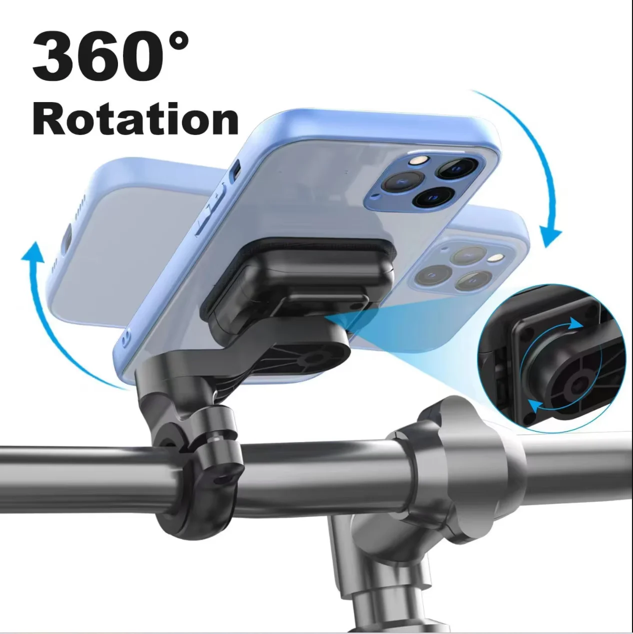 2024 New Bicycle Motorcycle Quick Release Rotating Mobile Phone Stand with Magnetic Suction Buckle Riding Navigation Stand
