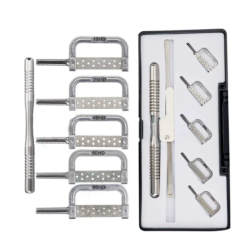 1 Set Of Hand-Use Adjacent Surface Deglazing Set Deglazing Orthodontic Slotted Sand Strip Polishing Tool Gap Measuring Ruler