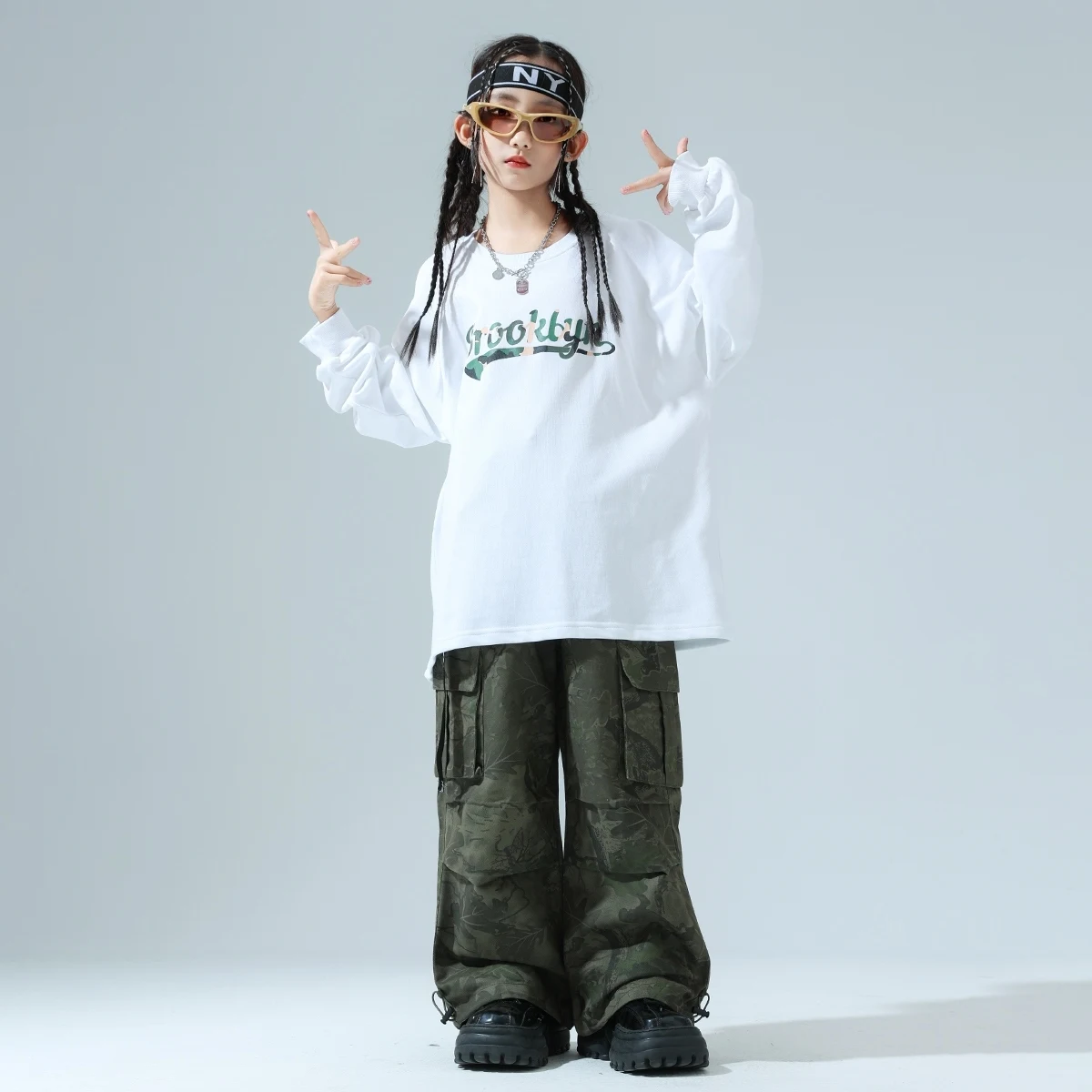 Lose Langarm Tops Camouflage Cargo Hosen Kinder Kostüme Street Dance Hip Hop Kinder Jazz Dance Performance Tragen DN20108
