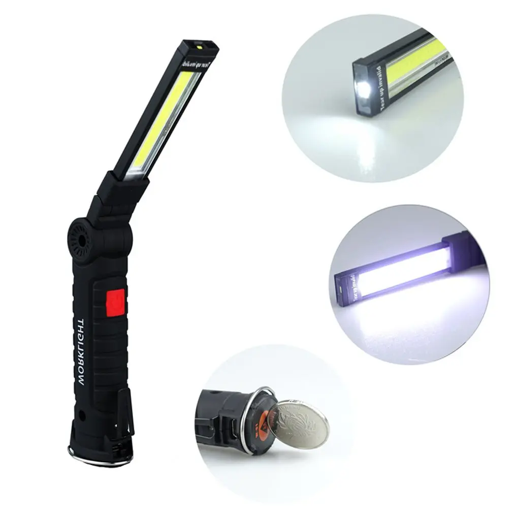 Rechargeable Camping LED Flashlight Work Light with Magnet and Hook IP64 Waterproof 5 Lighting Modes Suitable for Night Work