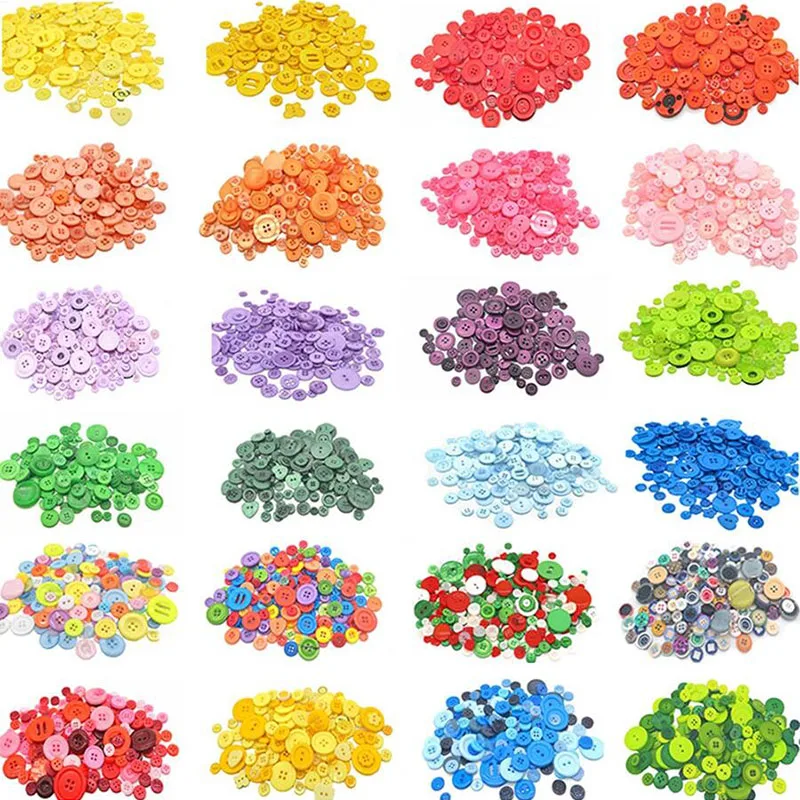 Children DIY Toys Colored Plastic Buttons Children Handmade Buttons Mixed DIY Creative Button Painting Material Package TMZ