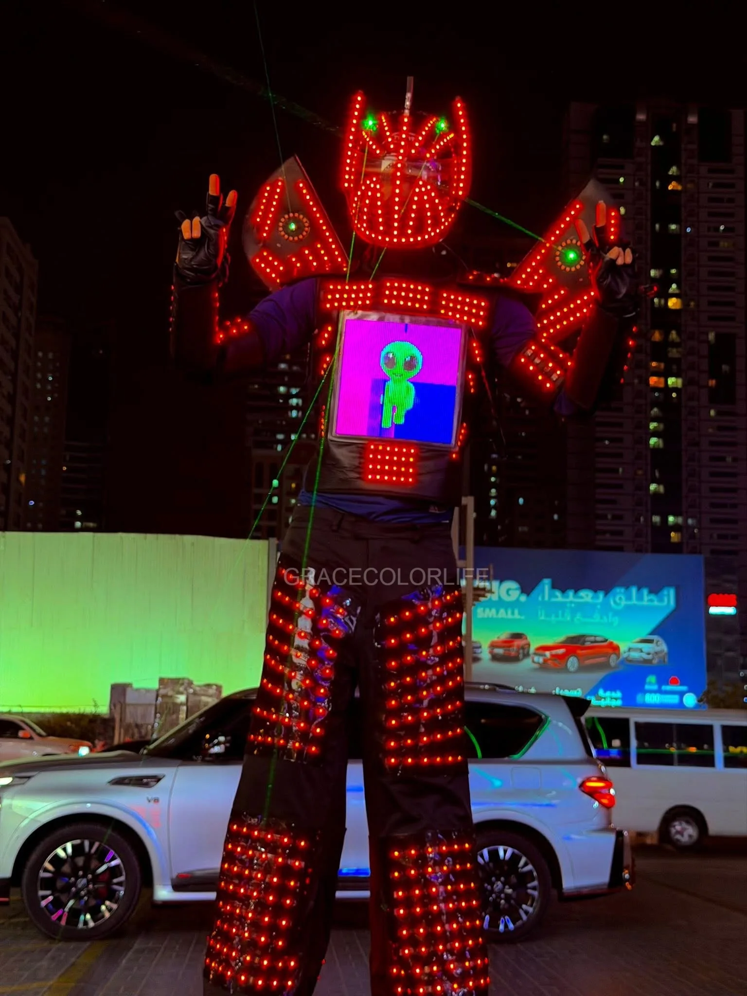 Dancer LED Robot Costume for Men Light up Bluetooth Suit with Remote Control Multi Modes for Stage Performance And Halloween