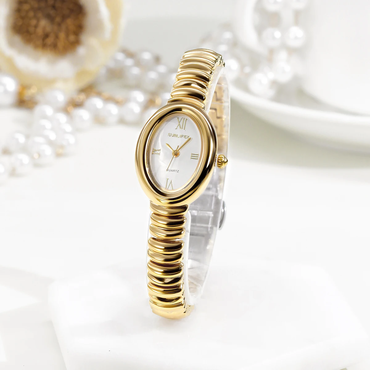 

Женские кварцевые часы SUNLIFEX: Новые персонализированные наручные часы-браслет для женщин, стильные женские часы Relogio Feminino