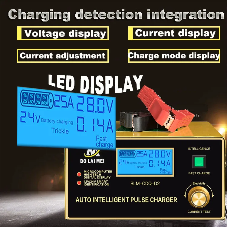 Caricabatteria per auto ad alta corrente 30A 12v 24v caricabatteria per barca di salvataggio per veicoli per camion con Display LCD