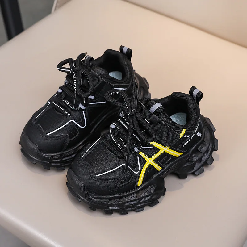 2026 Children Sport Shoes Spring Autumn Kids Sneakers Soft Breathable Mesh Shoes Boys Girls Lace-up Running Shoes Gray, Black - view 3