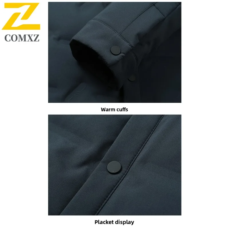 COMXZ الرجال في الهواء الطلق قصيرة أسفل سترة الترفيه الوقوف طوق العمل معطف منتفخ دافئ لهجة الصلبة الراحة للغاية الشتاء سترة واقية
