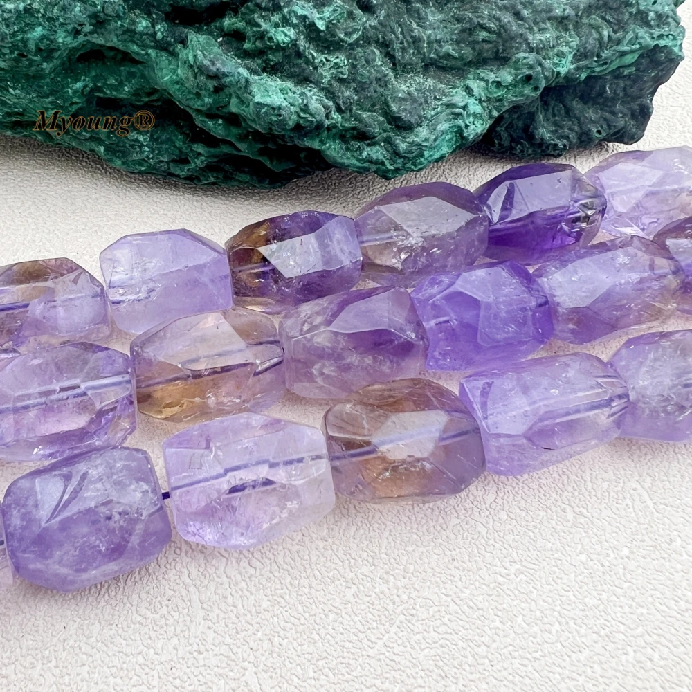 Large Faceted Natural Purple Crystal Amethysts Ametrines Cutting Nugget Focus Beads For DIY Jewelry Making MY231078