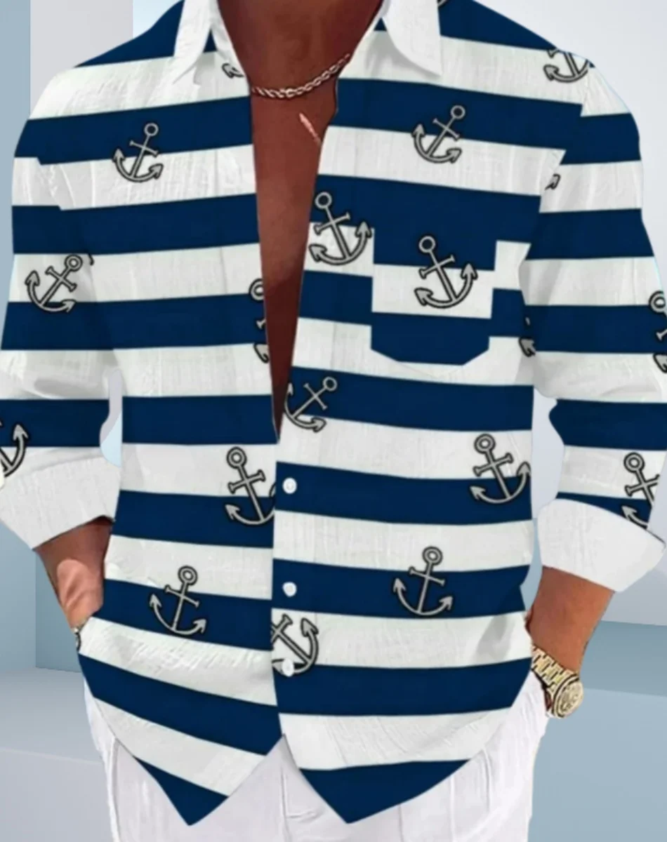 New men's casual shirt summer Hawaiian shirt 3D printed casual long sleeved shirt men's plus size XS-6XL