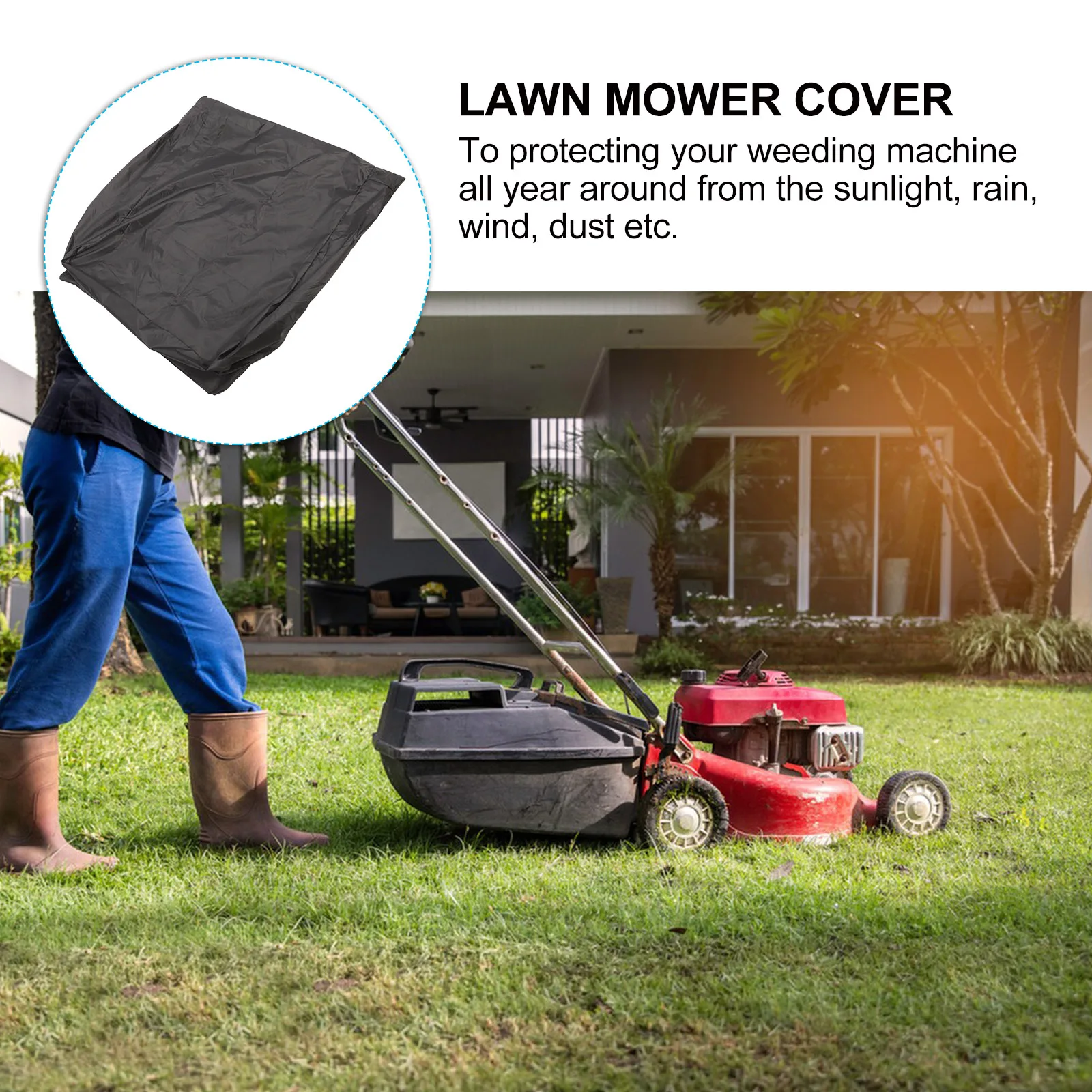 

1 Set Oxford Cloth Lawn Mower Cover Waterproof Dustproof Uv Protection Foldable Protective Cover For Outdoor Riding Push Machine
