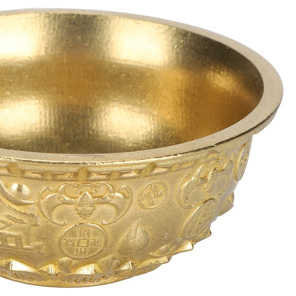 Brass Brass Treasure Bowl Classic Embossed Mini Cornucopia Bowl Small Display Accent Golden Wealth Prosperity Bowl