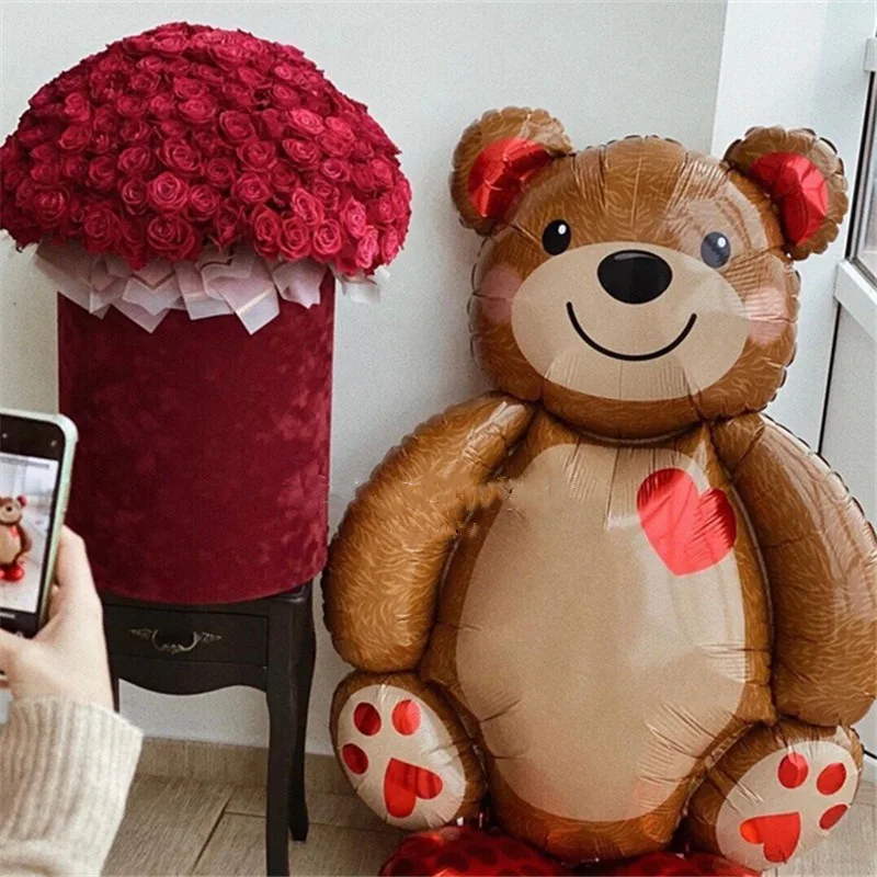 New Cartoon Love Bear Aluminum Film Balloon Cute Teddy Bear Ball Birthday Party Wedding Decoration Baby Shower Supplies Gifts