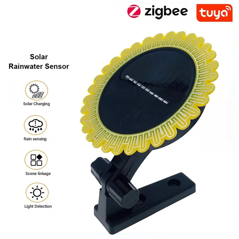 M07K-Tuya Smart Zigbee Rain Sensor With Light Detector Solar Operated Outdoor Waterproof Rain Detector Remote Control 2Pcs