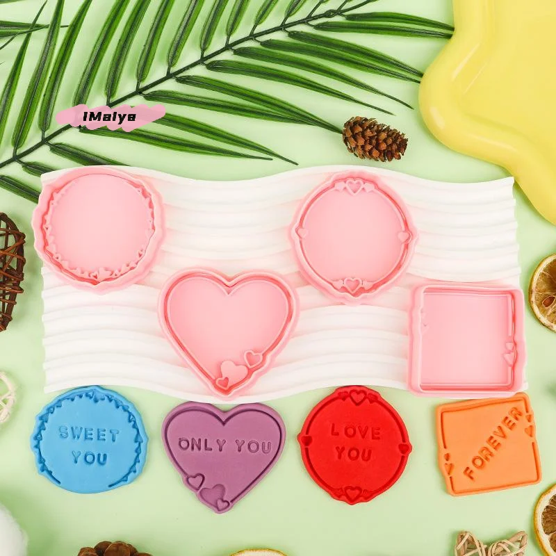 

1/4Pcs 3D Valentine's Day Wedding Cookie Cutters Biscuit Mold Stamp Party Decor Baking Tools for Kitchen