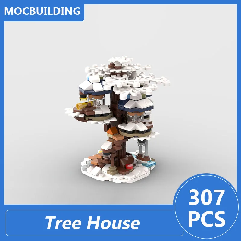 Boomhut Winterversie Model Moc Bouwstenen Diy Assembleren Bakstenen Architectuur Serie Creatieve Kerstspeelgoed Kerstcadeaus 307 Stuks