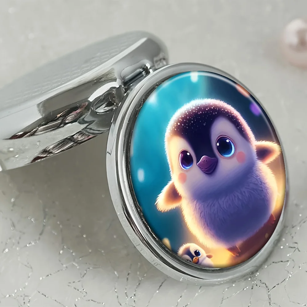 cute penguin round pill box,3 compartment pocket wallet pill box,portable travel tablet vitamin holder organizer pill box