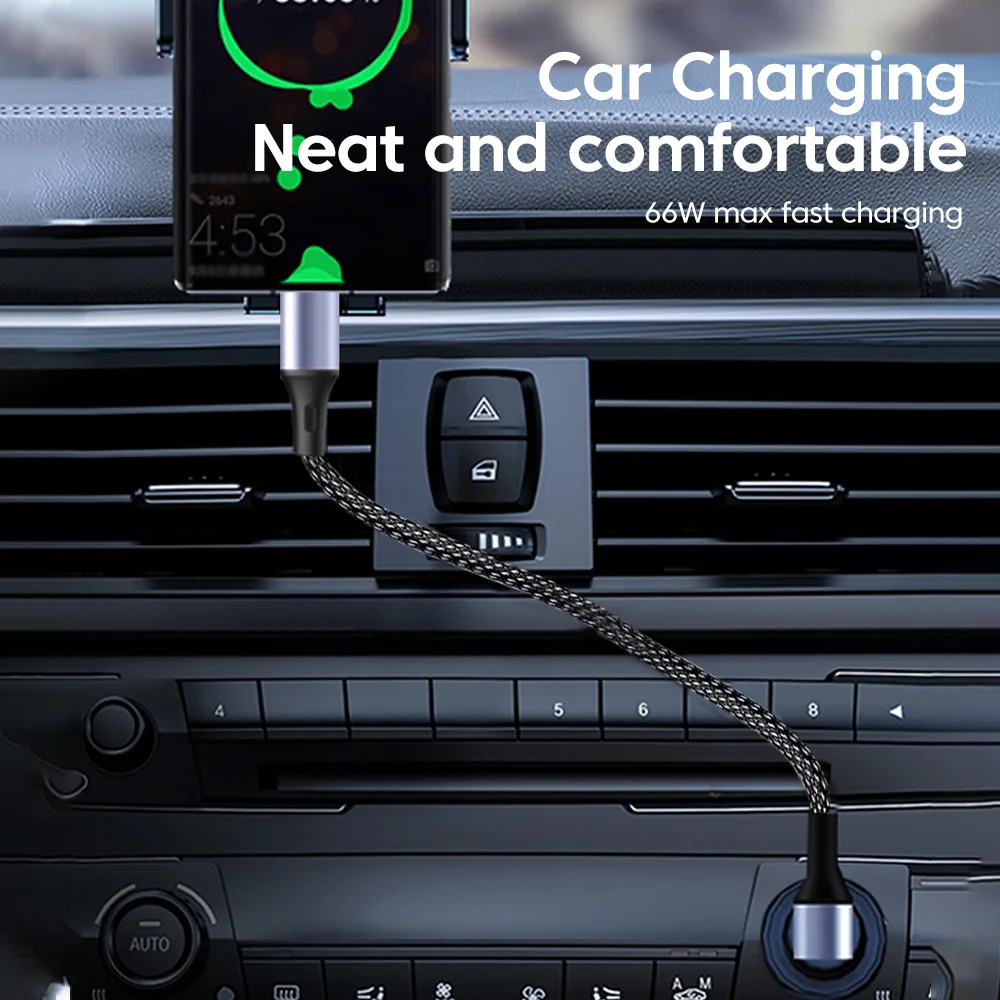 100/66W 0.3m 파워뱅크 고속 충전 짧은 데이터 케이블 PD 고속 직조 충전 케이블 삼성용 모바일 액세서리