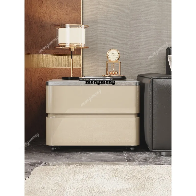 

Italian side table light luxury removable sofa side cabinet living room coffee table rock slab small square table