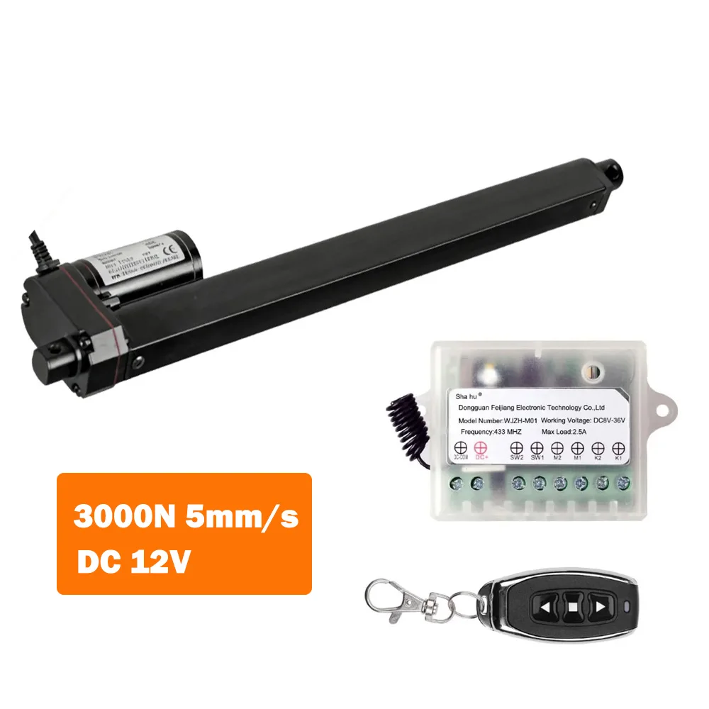 

Линейный актуатор 3000Н DC12V с дистанционным управлением, скорость 5 мм/с, ход 100 мм, 150 мм, 200 мм, 250 мм, поршневой линейный двигатель