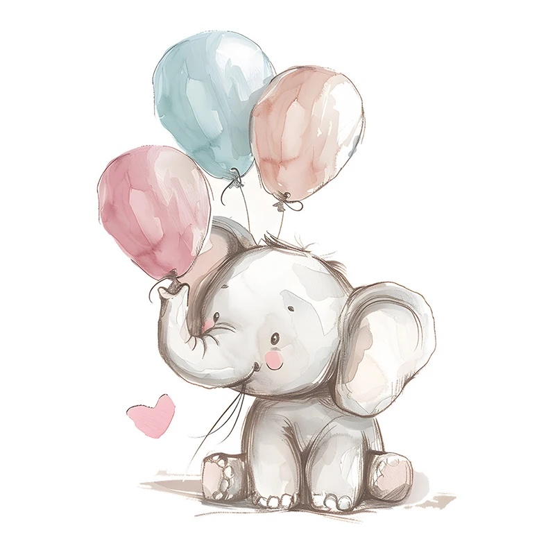 الكرتون لطيف الفيل الصغير بالون الجدار ملصق للأطفال غرفة نوم ديكور خلفية المنزل ملصقات جدار الشارات 40x60 سنتيمتر #6