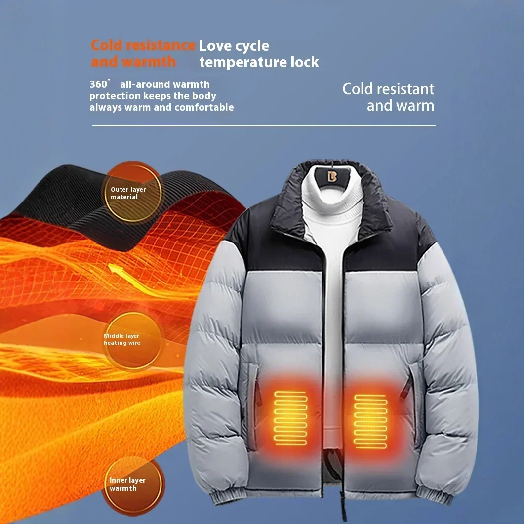 

2025.Winter Men Women Warm Jacket 6-Zone Warm Heated Waterproof Thickened Heated Coat Jacket (Not Included The Power Bank）)