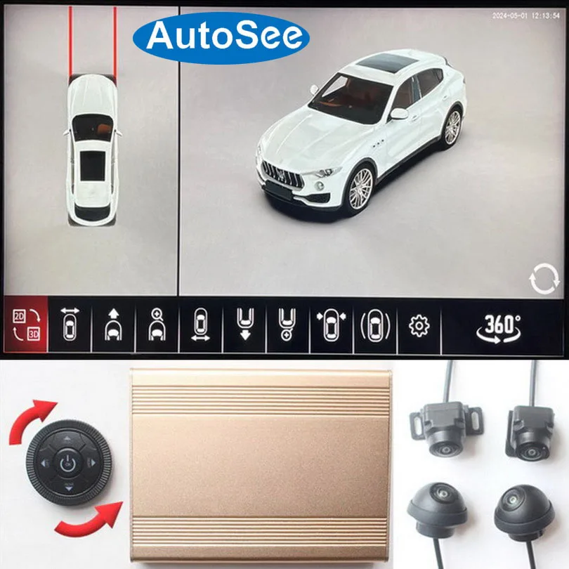 for Maserati Levante Grecale 360 degree camera bird eye 3D Panoramic view front rear mirror cam surround parking reverse 4K dash