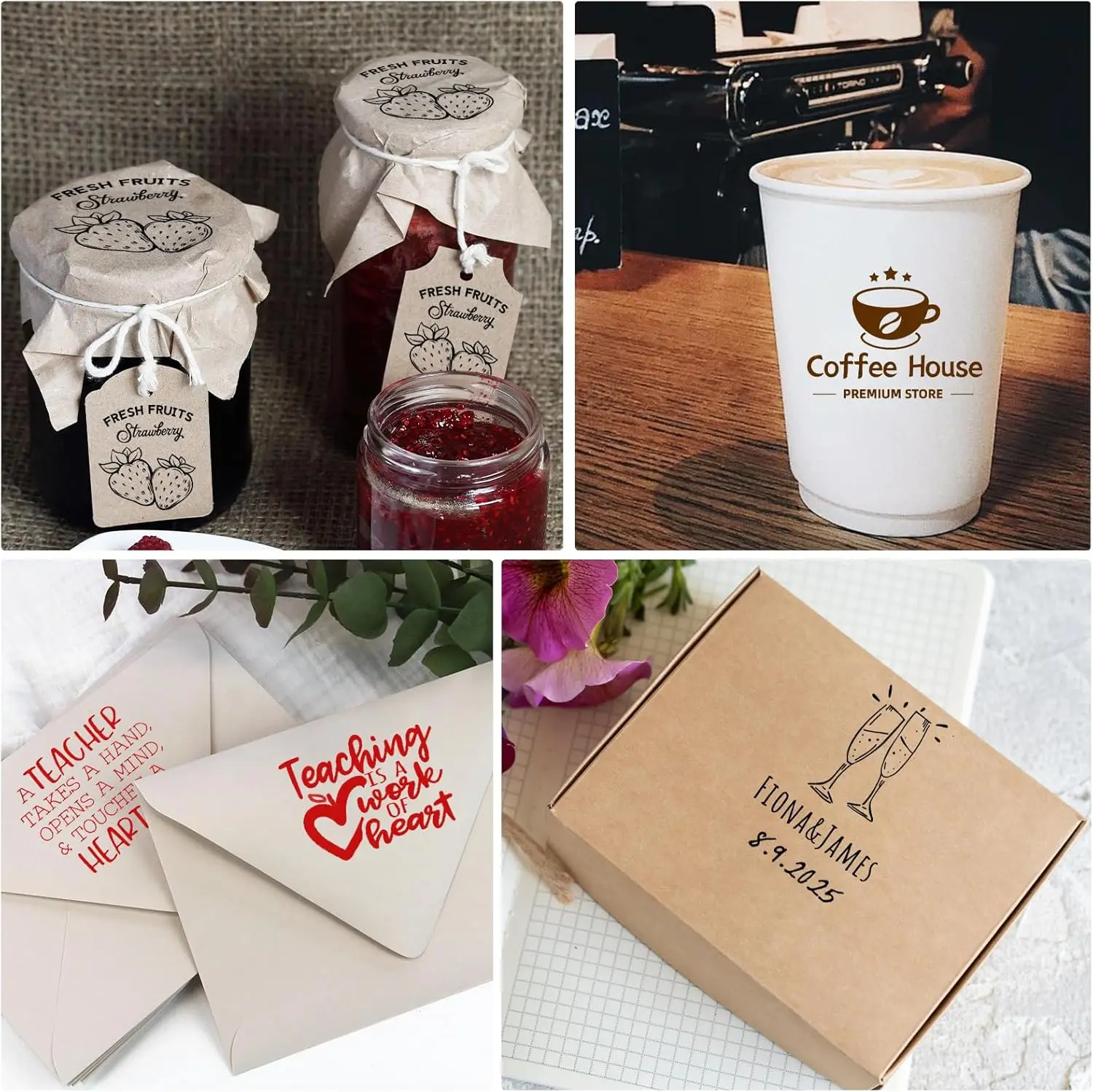 شعار مخصص خشبي المطاط ختم شخصية اسم ختم شعار الأعمال التخصيص للحرف المكتبية DIY | تصميم مجاني #6