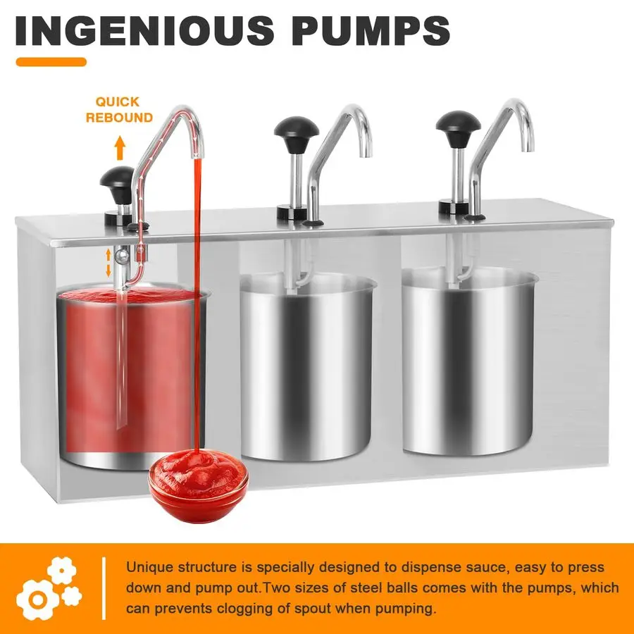 محطة المضخة موزع مضخة الصلصة غير القابل للصدأ 11 كوارت مضخات موزع الكاتشب
