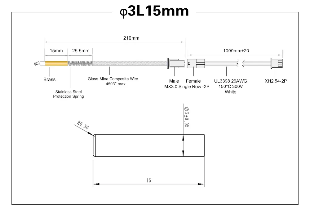 Trianglelab ADR ™ 104NT-4-R025H42G (104GT-2) Thermistor-Sensor, neue Standard-Mehradrig-Laser-geschweißte Leitungen, 3x15 mm, Metall M3 M4 – Detail 34