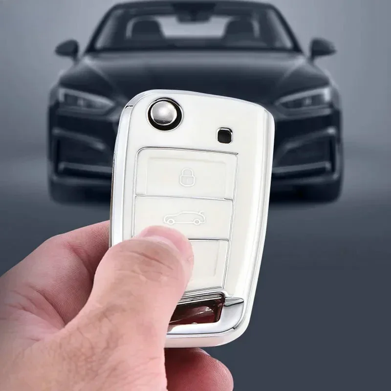 3 4 أزرار حافظة مفاتيح السيارة من البولي يوريثان غطاء فوب لشركة فولكس فاجن فولكس فاجن جولف 7 MK7 تيجوان MK2 لمقعد Ateca ليون FR 2 إيبيزا لسكودا اوكتافيا